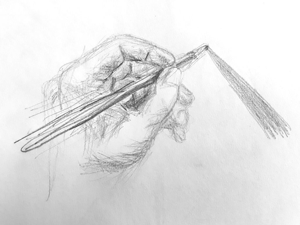zeichnende hand mit bleistift gezeichnet